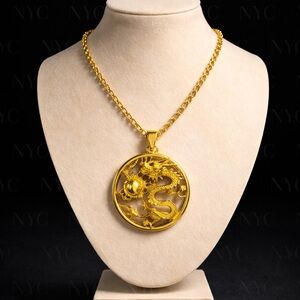 Elegant Gold Dragon Pendant Necklace